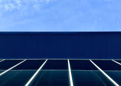 A blue color steel window