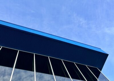 A top view of blue color steel window